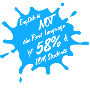 English is not the first language for 58% of EOM students