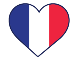 heart shape filled with the colours of the French flag